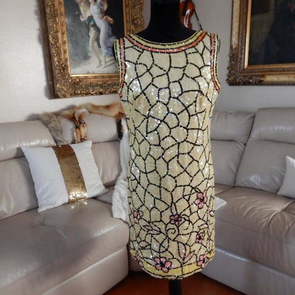 VTG.1960's/70's Beaded Sequences Dress Hong Kong - Picture 10 of 12